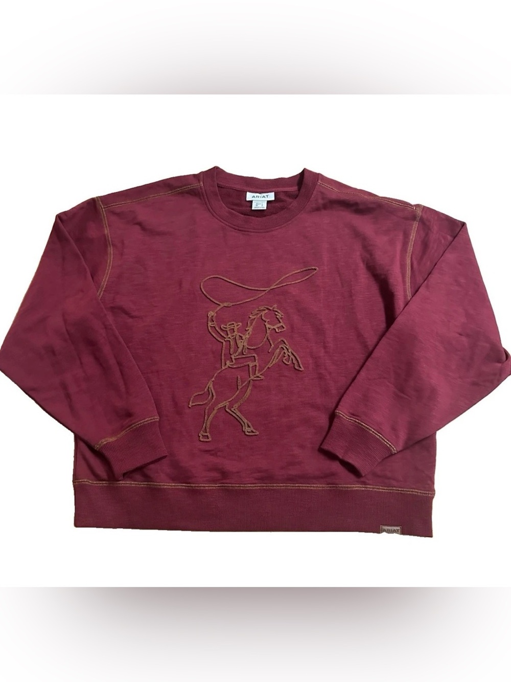 Ariat Lasso Sweatshirt Sz Womens Large Cabernet Embroidered Cowgirl Western